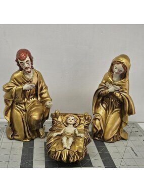 Vtg 1960s Parma by AAI Japan Holy Family Nativity Set Gold Mary Joseph Jesus MCM